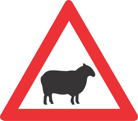 DOMESTIC ANIMALS (SHEEP) ROAD SIGN (W312)