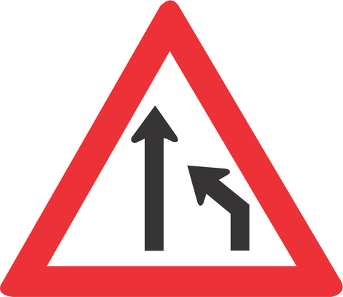 RIGHT LANE ENDS ROAD ROAD SIGN (W214) RIGHT LANE ENDS ROAD ROAD SIGN (W214)