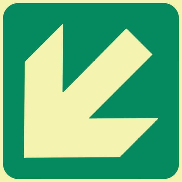 397.jpg Diagonal Green Arrow photoluminescent Safety Sign (E30) - SABS/SANS Approved