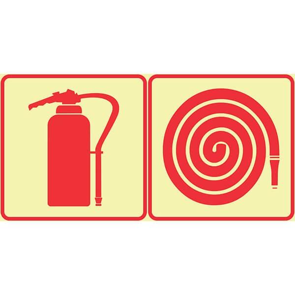 447.jpg SABS Fire Extinguisher and Hose Reel photoluminescent (glow in the dark) safety sign (F22)