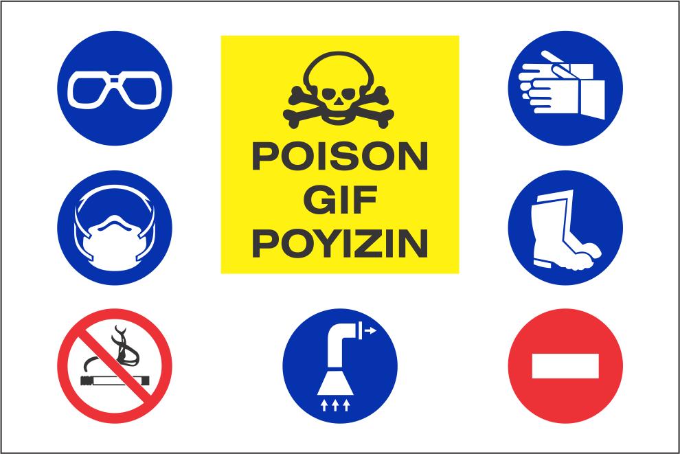 481.jpg No Entry, Poison and wear protective gear safety sign (HW126)
