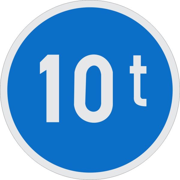 Vehicles Exceeding Mass Only road sign (R102)
