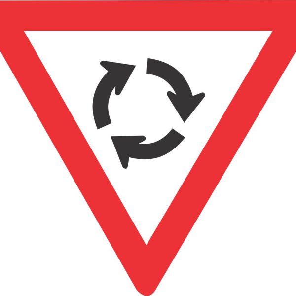 Yield at Mini-circle road sign (R2.2)
