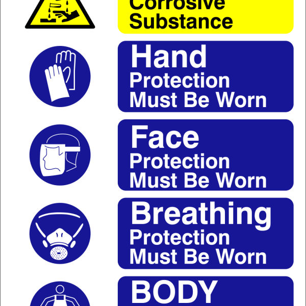 Acid Corrosive with various ppe safety sign (CAU134)