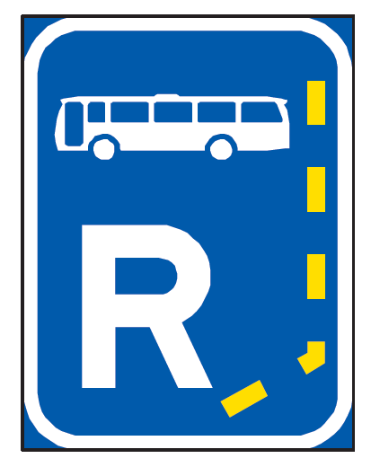 Buslanereservation_R303.png Start of Bus Lane road sign (R303)