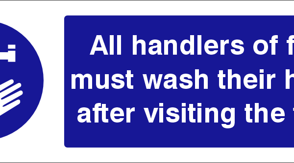 All handlers of food must wash their hands safety sign (CAT2)