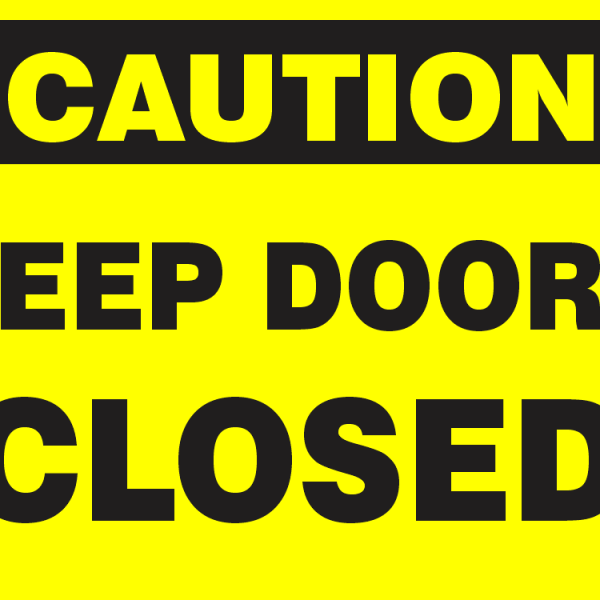 Caution : Keep doors closed safety sign (CAU031)