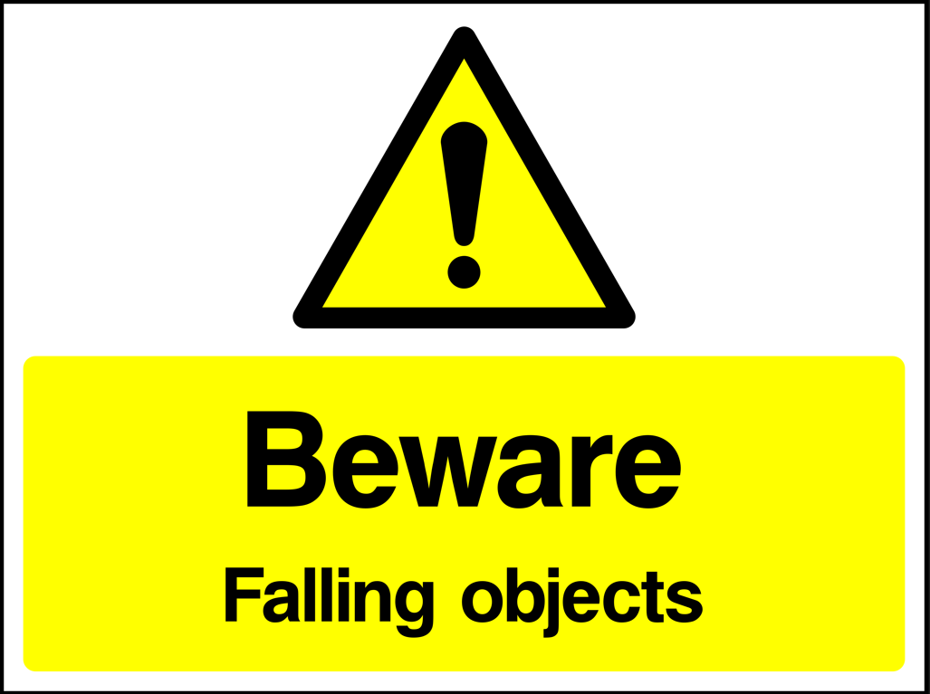 CONS0094-BewareFallingObjects.png Beware : falling objects safety sign (CONS0094)