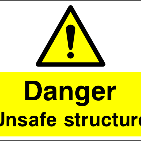 CONS0096-Dangerunsafestructure.png Danger : unsafe structure safety sign (CONS0096)