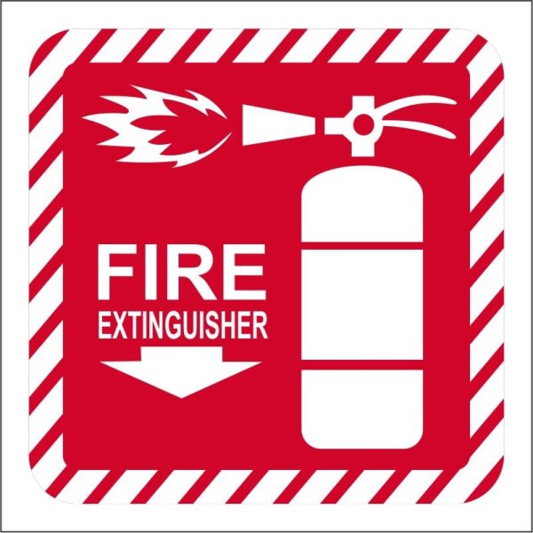 Fire Extinguisher with Arrow Down Safety Sign (FE48)