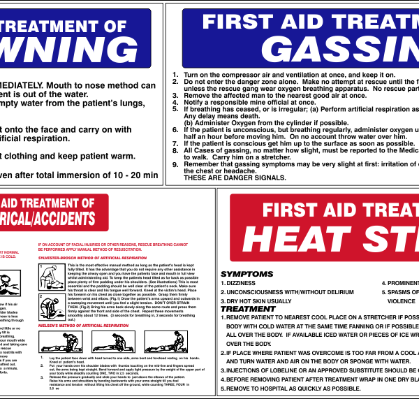 First Aid treatment of drowning, gassing, electrical accidents and heat stroke safety sign (DRO01)