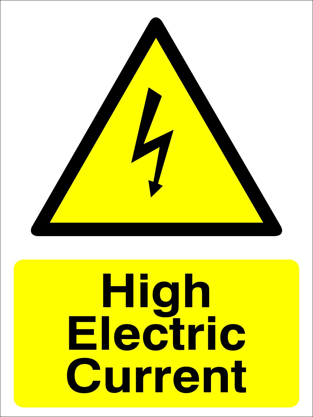 HighElectriccurrent.png High Electric Current safety sign (WARN6)