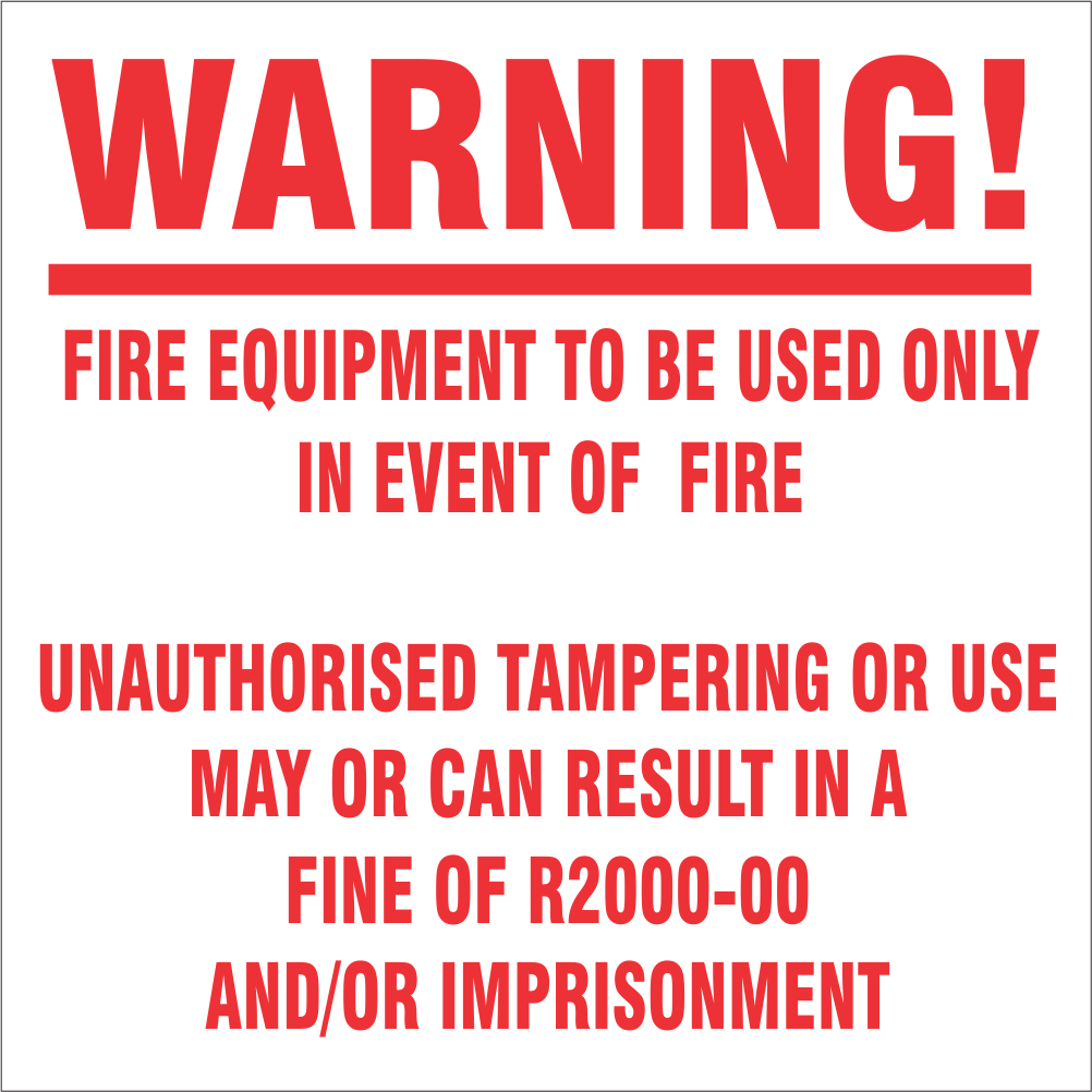 M123-warningfireequipmentobeused.safetysignonline.co_.za_.png Warning: Fire Equipment to Be Used Only in Event of Fire Safety Sign (M123)