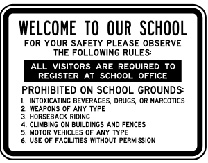 School Security and school rules safety sign (SS5)